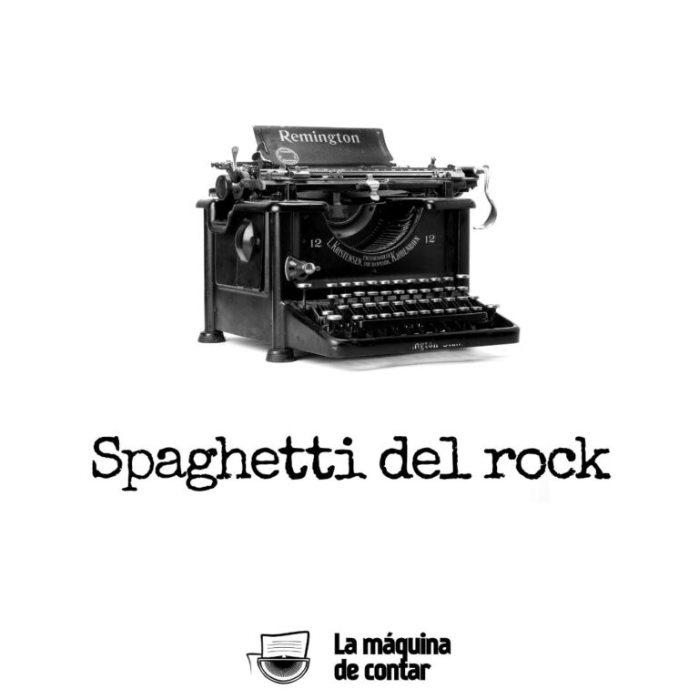 Maquina de escribir con la leyenda Spaghetti del rock